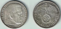 Drittes Reich 5 Reichsmark Drittes Reich, 5 Reichsmark 1936 A, Hindenburg mit HK!