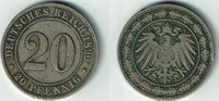 Deutsches Kaiserreich 20 Pfennig Kaiserreich, Kursmünze 20 Pfennig, 1890 G, Erhaltung siehe Scan!