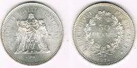 Frankreich 50 Francs Frankreich, Silbermünze 50 Francs 1976, Herkules-Gruppe, Erhaltung siehe Scan