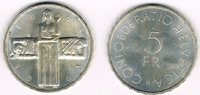 Schweiz 5 Franken Schweiz, Silbergedenkmünze 1963 Rotes Kreuz, siehe Scan!