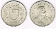 Schweiz 5 Franken Schweiz, Kursmünze 5 Franken 1965 B, Silber, Erhaltung siehe Scan!