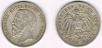 Baden 5 Mark Kaiserreich, Baden, Friedrich, 5 Mark 1898 G, Erhaltung siehe Scan!