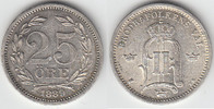 Schweden 25 Öre Schweden 1889, 25 Öre, Oskar II., Erhaltung siehe Scan!
