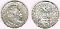 Württemberg 3 Mark Kaiserreich, Württemberg, 3 Mark 1914 F, Wilhelm II., siehe Scan