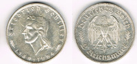 Drittes Reich 2 Mark Drittes Reich, 2 Mark Gedenkmünze Friedrich Schiller 1934 F.