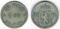 Norwegen 10 Öre Norwegen 1874, 10 Öre, Oscar II., Erhaltung siehe Scan!
