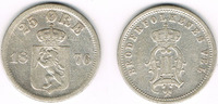 Norwegen 25 Öre Norwegen 1876, 25 Öre, Oscar II., Erhaltung siehe Scan!