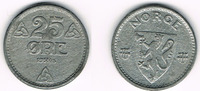 Norwegen 25 Öre Norwegen 1945, 25 Öre, Hakon VII., Erhaltung siehe Scan!