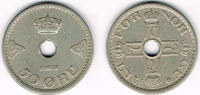 Norwegen 50 Öre Norwegen 1928, 50 Öre, Hakon VII., Erhaltung siehe Scan!