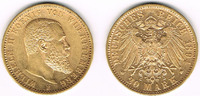 Deutsches Kaiserreich 20 Mark Württemberg, 20 Mark 1894, Wilhelm II., Erhaltung siehe Scan