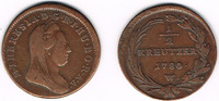 Haus Habsburg - Österreich 1/2 Kreuzer Maria Theresia, 1/2 Kreuzer 1780 W, Erhaltung siehe Scan!