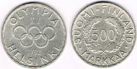 Finnland 500 Markkaa Finnland, Kursmünze 1952, 500 Markaa "Olympiade Helsinki", siehe Scan!