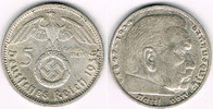 Drittes Reich 5 Reichsmark Drittes Reich, 5 Reichsmark 1936 A, Hindenburg mit HK!