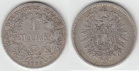 Kaiserreich 1 Mark Kaiserreich, Kursmünze 1 Mark 1882 J, 900er Silber!