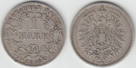 Kaiserreich 1 Mark Kaiserreich, Kursmünze 1 Mark 1885 J, 900er Silber!