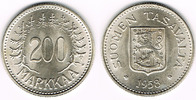 Finnland 500 Markkaa Finnland, Kursmünze 1958, 200 Markaa, siehe Scan!