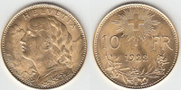 Schweiz 10 Franken Schweiz 10 Franken Gold 1922 B, 2,90 g Fein, siehe Scan!