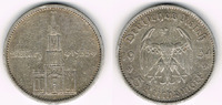 Drittes Reich 5 Reichsmark Drittes Reich, 5 Reichsmark Garnisonskirche mit Datum, 13,89 g 900er Silber!