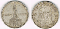 Drittes Reich 5 Reichsmark Drittes Reich, 5 Reichsmark Garnisonskirche mit Datum, 13,89 g 900er Silber!