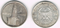 Drittes Reich 5 Reichsmark Drittes Reich, 5 Reichsmark Garnisonskirche mit Datum, 13,89 g 900er Silber!
