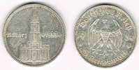 Drittes Reich 5 Reichsmark Drittes Reich, 5 Reichsmark Garnisonskirche mit Datum, 13,89 g 900er Silber!