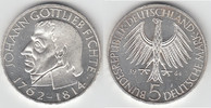 BRD 5 DM Deustchland, 5 DM 1964 J, Johann Gottlieb Fichte, Erhaltung siehe Scan!