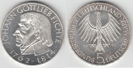 BRD 5 DM Deustchland, 5 DM 1964 J, Johann Gottlieb Fichte, Erhaltung siehe Scan!