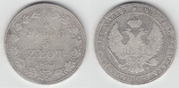 Polen - Russland 5 Zloty (3/4 Rubel) 5 Zloty - 3/4 Rubel, Nikolaus I., Silber, Erhaltung siehe Scan!
