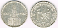 Drittes Reich 5 Reichsmark Drittes Reich, 5 Reichsmark Garnisonskirche mit Datum, 13,89 g 900er Silber!