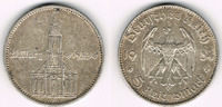Drittes Reich 5 Reichsmark Drittes Reich, 5 Reichsmark Garnisonskirche mit Datum, 13,89 g 900er Silber!