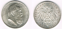 Bayern 3 Mark Kaiserreich, Bayern 3 Mark 1911 D, Luitpold, siehe Scan!