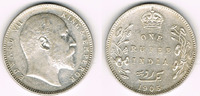 Indien 1 Rupie Indien 1 Rupee 1905, Edward VII., Erhaltung siehe Scan!