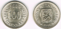 Finnland 100 Markkaa Finnland, Kursmünze 1960, 100 Markaa, siehe Scan!