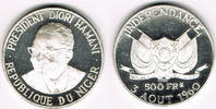 Niger 500 Francs Niger, Silbergedenkmünze "Unabhängigkeit - Präsident Diori Hamani", si