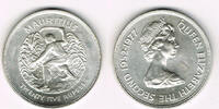 Mauritius 10 Rupees Silbergedenkmünze 25. Krönungsjubiläum Elisabeth II., Erhaltung siehe Scan -