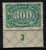 Deutsches Reich 300 Mark Deutsches Reich, Mi.-Nr. 249 PUR "Freimarken: Ziffern im Queroval" -