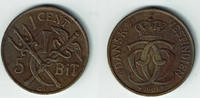 Dänemark - Dänisch West-Indien 1 Cent - 5 BIT Dänisch Westindien 1905, 1 Cent, Christian IX., Erhaltung siehe scan! -