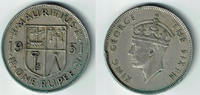 Mauritius 1 Rupie (1 Rupee) Mauritius Kursmünze 1 Rupie Georg VI., siehe Scan -
