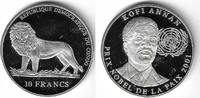 Republik Kongo 10 Francs Kongo 2001, 10 Francs, Friedensnobelpreis - Kofi Annan, mit Kapsel -