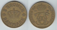 Dänemark 2 Kroner Kursmünze 2 Kronen 1925, Christian X., siehe Scan -