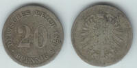 Deutsches Kaiserreich 20 Pfennig Kaiserreich, Kursmünze 20 Pfennig 1876 F, Erhaltung siehe Scan! -