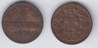 Bayern 1 Pfennig Bayern, König Ludwig II., Kursmünze 1 Pfennig (Scheidemünze), siehe Scan -