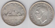 Kanada 1 Dollar Kanada, 1 Dollar 1951, Kanu, 23,33 g 800er Silber! -