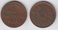 Bayern 2 Pfennig Bayern, König Ludwig II., Kursmünze 2 Pfennig (Scheidemünze), siehe Scan -