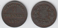 Bayern 1 Pfennig Bayern, König Ludwig II., Kursmünze 1 Pfennig, siehe Scan -