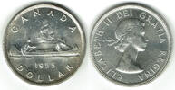 Kanada 1 Dollar Kanada, 1 Dollar 1955, Kanu, 23,33 g 800er Silber! -