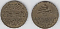 Libanon 25 Piaster Libanon 1961, 25 Piaster, Kursmünze, Erhaltung siehe Scan! -