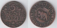 Schweiz - Bern 5 Festbatzen Bern, 5 Festbatzen, 1927, siehe Scan -