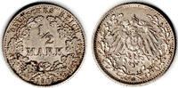 Kaiserreich 1/2 Mark Kaiserreich, Kursmünze 1/2 Mark 1905 G, 900er Silber! -