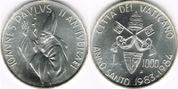 Vatikan 1000 Lire Silbermünze 1984, Johannes Paul II., Heiliges Jahr 83/84, Erhaltung wie Scan
